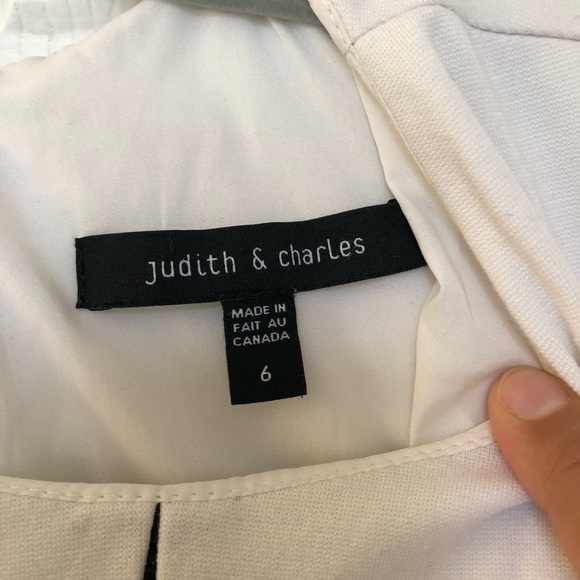 Judith & Charles zipper back sleeveless top, white and black, size 6 - Picture 3 of 5